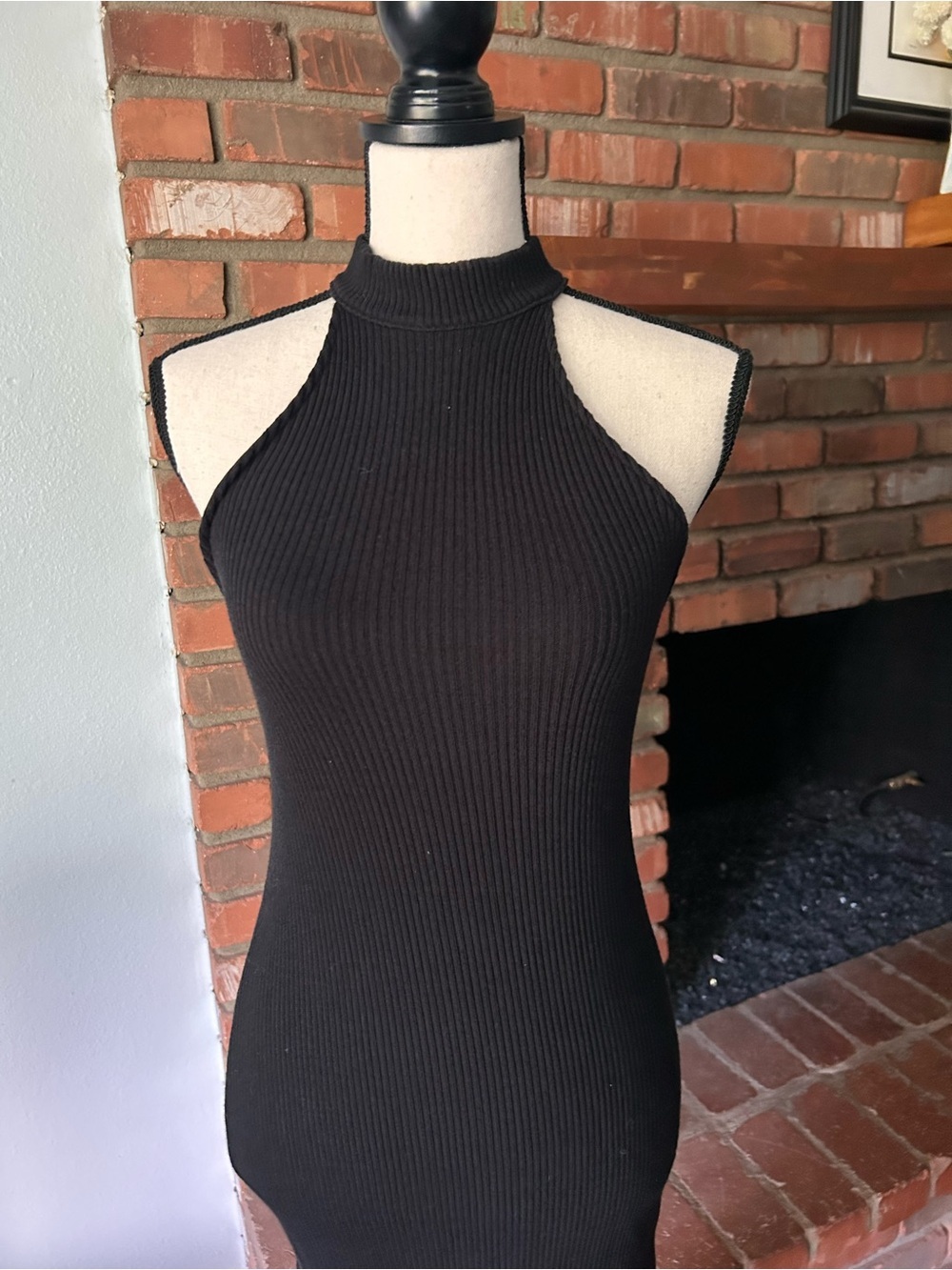 Carbon38 Kimiko High Neck Ribbed Midi Dress in Black Sz S - Picture 6 of 11